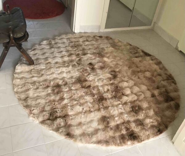 Ekstra Yumuşak Dokulu Multi Kahve Krem  Bubble Tavşan Tüyü Darcio Yuvarlak Post Peluş Halı