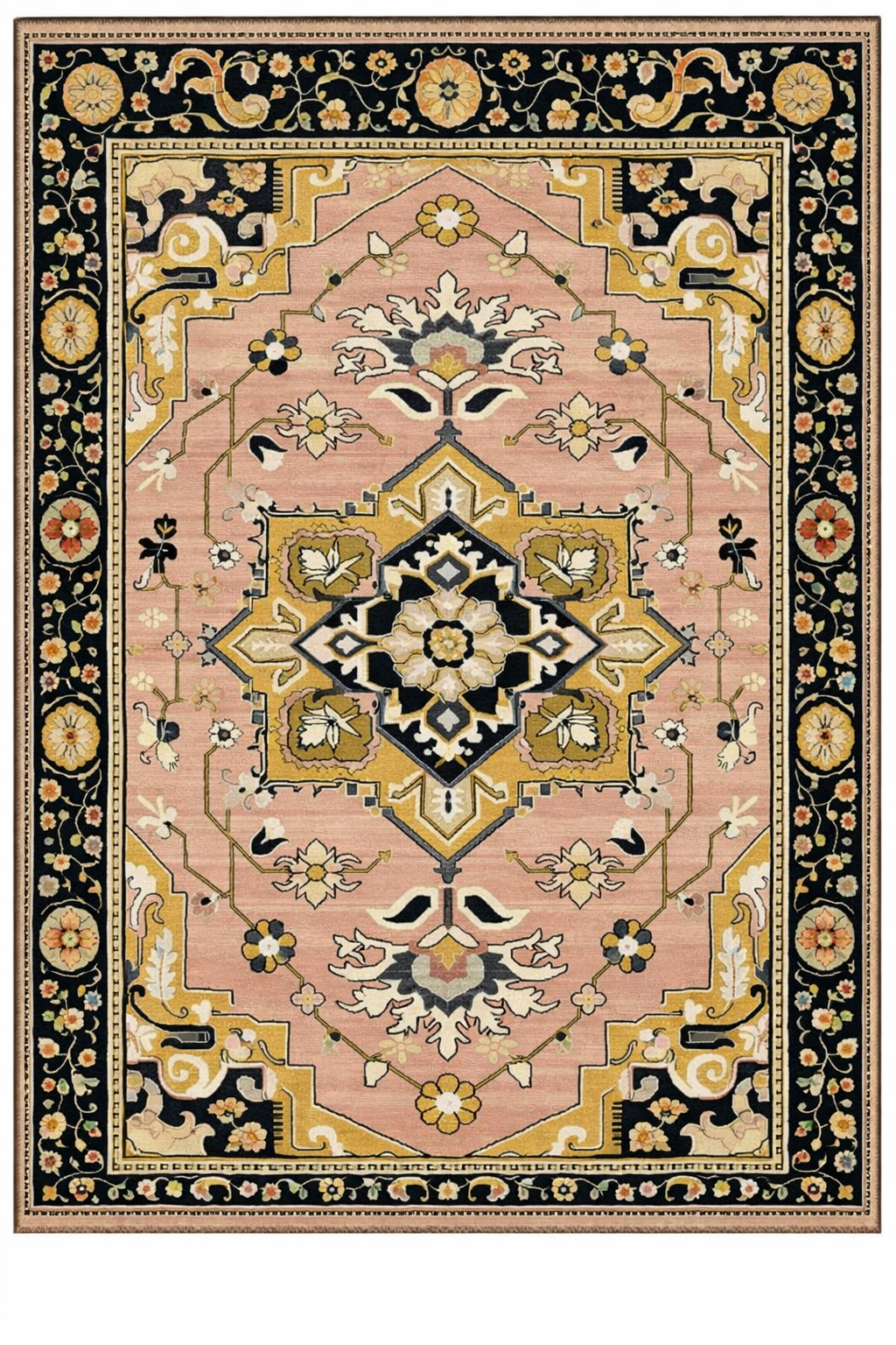 Drom Pamuk Dokuma Taban Kaymaz Şönil Makinede Yıkanabilir Klasik Desen Çerçeveli Multi Salon Yatak Odası Mutfak Koridor Yolluk Halı