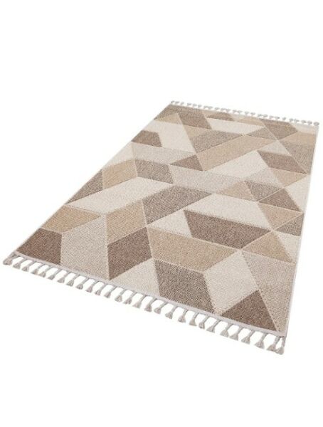 Türkmen Halı Oslo 19477 Kahve Bukleli Modern Örgü Saçaklı Halı