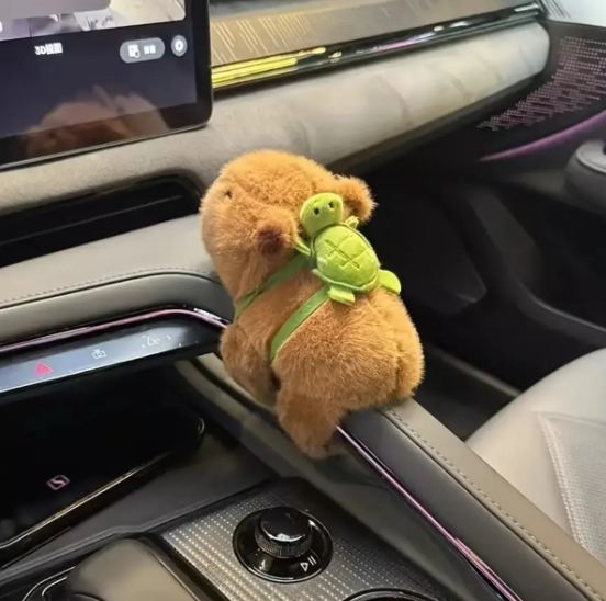 Sevimli Kapibara Çantalı Peluş Bileklik Hediyelik Bileklik Capybara Kahverengi Peluş 16cm Oyuncak