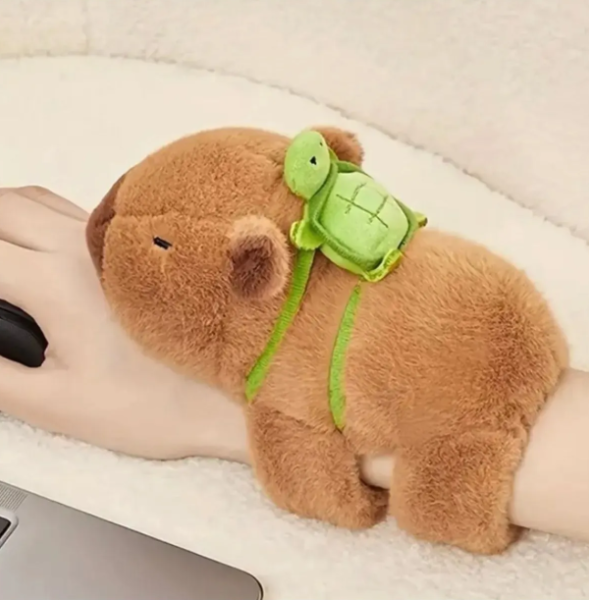 Sevimli Kapibara Çantalı Peluş Bileklik Hediyelik Bileklik Capybara Kahverengi Peluş 16cm Oyuncak
