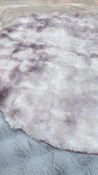 Ekstra Yumuşak Dokulu Multi Pembe Bubble Tavşan Tüyü Darcio Yuvarlak Post Peluş Halı