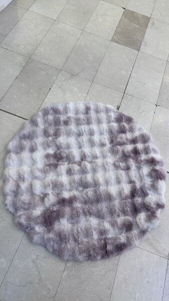 Ekstra Yumuşak Dokulu Multi Pembe Bubble Tavşan Tüyü Darcio Yuvarlak Post Peluş Halı