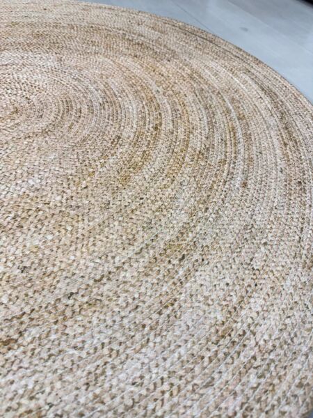 Snugh Yuvarlak Baskı Jüt Halı Makinede Yıkanabilir Çift Taraflı Doğal Jüt Smile You Are Home Retro Kilim