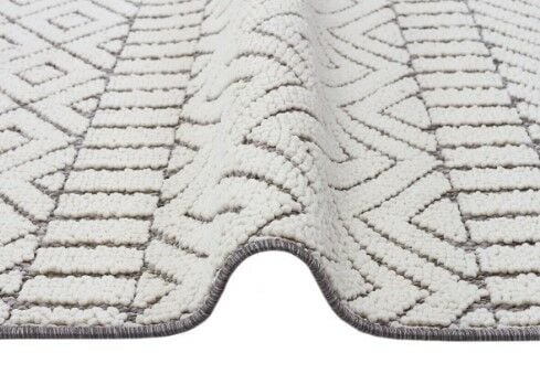 Türkmen Halı Oslo 19542 Beyaz Bukleli Modern Örgü Saçaklı Halı