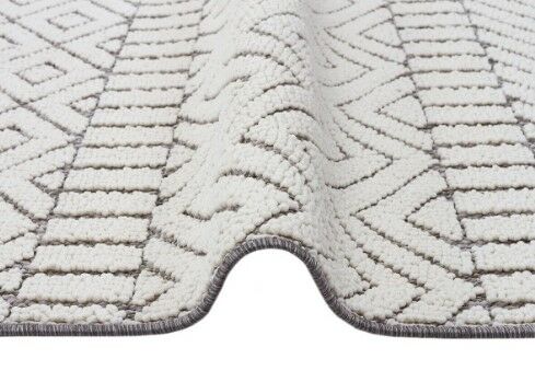 Türkmen Halı Oslo 19542 Beyaz Bukleli Modern Örgü Saçaklı Halı