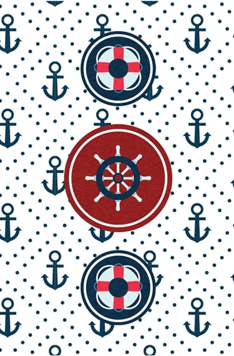 Cino Antialerjik Çocuk Halısı Çapa Desenli Mavi Beyaz 100x150