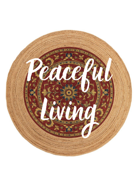 Snugh Yuvarlak Baskı Jüt Halı Makinede Yıkanabilir Çift Taraflı Doğal Jüt Peaceful Living Retro Bohem Kilim