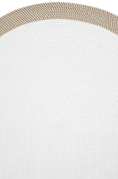 Milda 123 Beyaz Kahve Jüt Hasırlı El Örgüsü Çift Taraflı Kilim Oval Jüt Halı