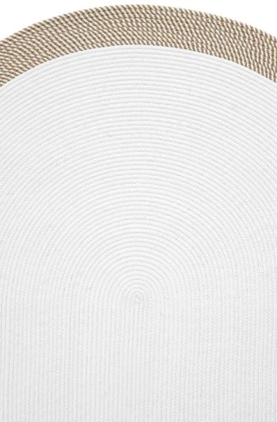 Milda 123 Beyaz Kahve Jüt Hasırlı El Örgüsü Çift Taraflı Kilim Oval Jüt Halı