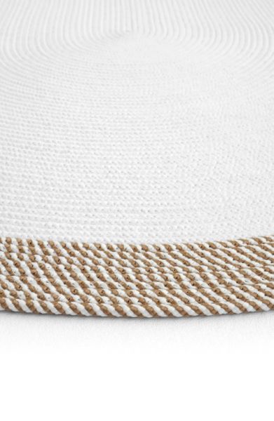 Milda 123 Beyaz Kahve Jüt Hasırlı El Örgüsü Çift Taraflı Kilim Oval Jüt Halı