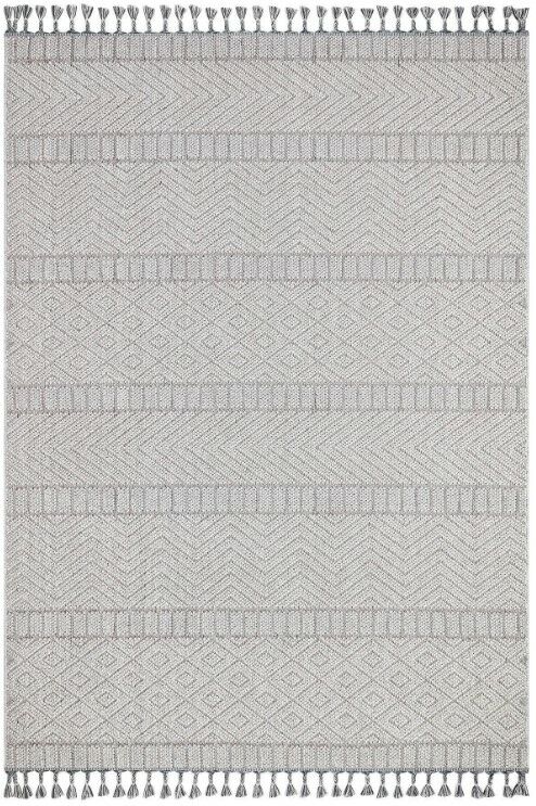 Türkmen Halı Oslo 19542B Gri Bukleli Modern Örgü Saçaklı Halı