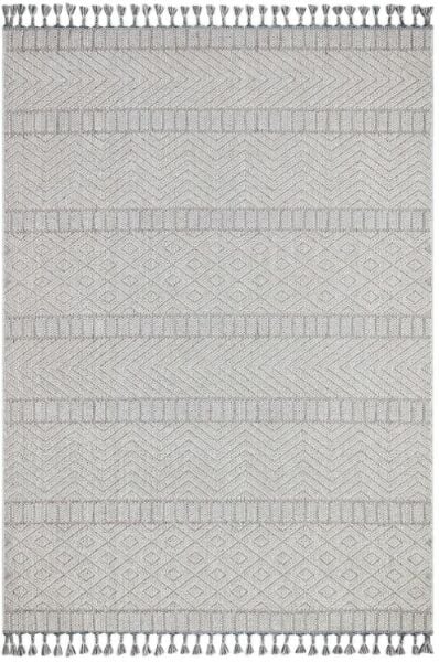 Türkmen Halı Oslo 19542B Gri Bukleli Modern Örgü Saçaklı Halı