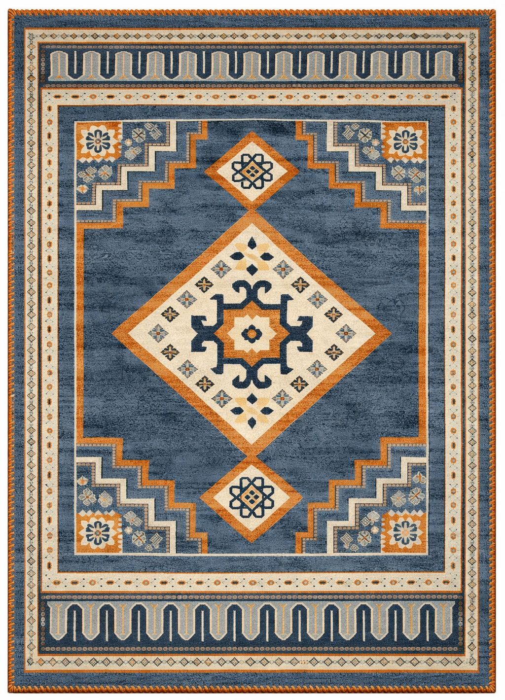 Drom Pamuk Dokuma Taban Kaymaz Şönil Makinede Yıkanabilir Klasik Desen Çerçeveli Salon Yatak Odası Mutfak Koridor Yolluk Halı