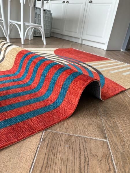 Base Vintage Kaymaz Taban Kilim Retro Eskitme Halı Yolluk B10