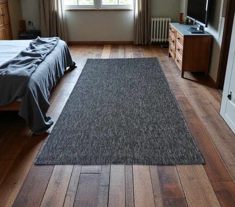 Seyran Halı Bombay 662 Antrasit Hasır Dokulu Modern Dokuma Taban Hav Toz Vermez Halı