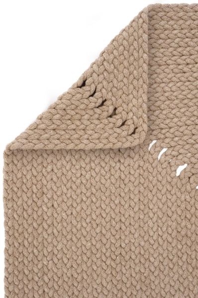 Lunox Bej Hasır Örgü Çift Taraflı Dokuma Yolluk Jüt Kilim Dikdörtgen Banyo Paspası