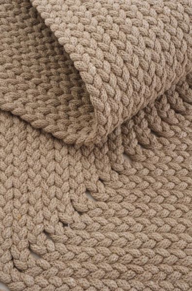 Lunox Bej Hasır Örgü Çift Taraflı Dokuma Yolluk Jüt Kilim Dikdörtgen Banyo Paspası