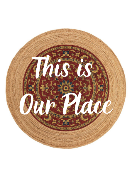 Snugh Yuvarlak Baskı Jüt Halı Makinede Yıkanabilir Çift Taraflı Doğal Jüt This Is Our Place Retro Kilim