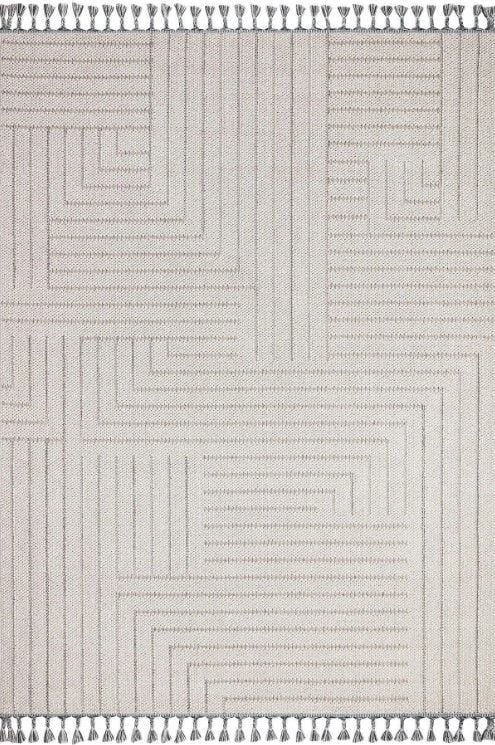 Türkmen Halı Oslo 19670A Gri Bukleli Modern Örgü Saçaklı Halı