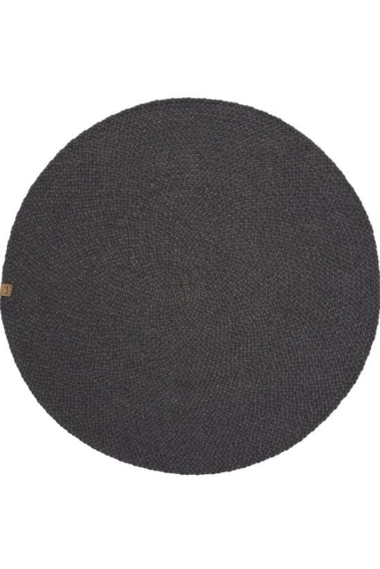 Lunox Antrasit Hasır Örgü Çift Taraflı Dokuma Yolluk Jüt Kilim Yuvarlak Banyo Paspası