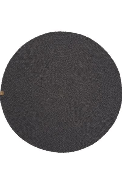 Lunox Antrasit Hasır Örgü Çift Taraflı Dokuma Yolluk Jüt Kilim Yuvarlak Banyo Paspası