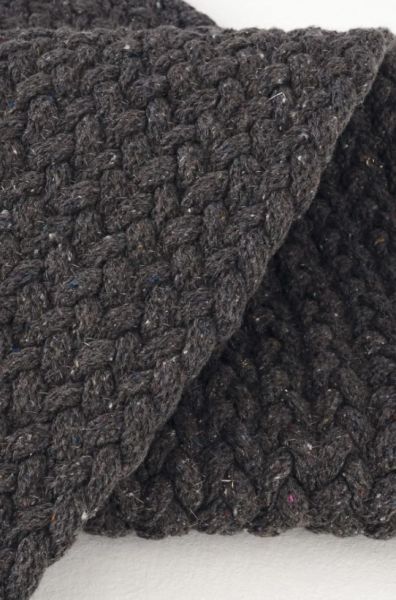 Lunox Antrasit Hasır Örgü Çift Taraflı Dokuma Yolluk Jüt Kilim Yuvarlak Banyo Paspası