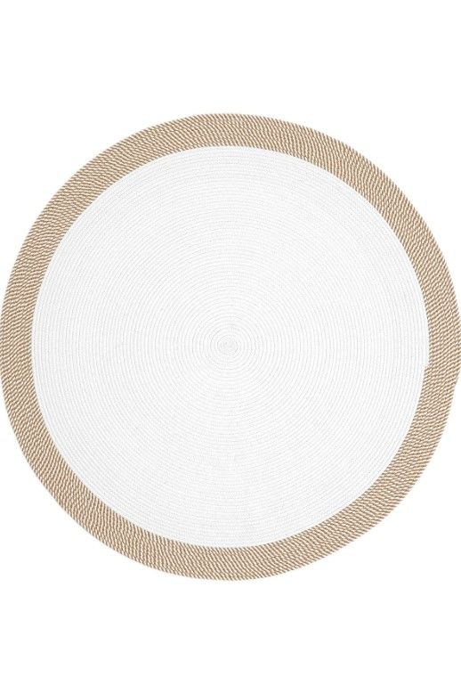 Milda 123 Beyaz Kahve Jüt Hasırlı El Örgüsü Çift Taraflı Kilim Yuvarlak Jüt Halı