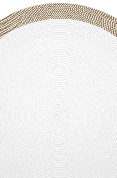 Milda 123 Beyaz Kahve Jüt Hasırlı El Örgüsü Çift Taraflı Kilim Yuvarlak Jüt Halı