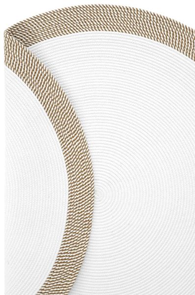 Milda 123 Beyaz Kahve Jüt Hasırlı El Örgüsü Çift Taraflı Kilim Yuvarlak Jüt Halı