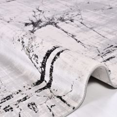 Crea Halı Stone Koleksiyonu 17103 Modern Makine Halısı Gri Siyah My Crea Home 80x200