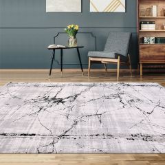 Crea Halı Stone Koleksiyonu 17103 Modern Makine Halısı Gri Siyah My Crea Home 80x200
