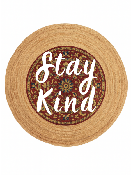 Snugh Yuvarlak Baskı Jüt Halı Makinede Yıkanabilir Çift Taraflı Doğal Jüt Stay Kind Retro Kilim