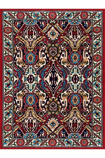 Drom Kaymaz Tabanlı Yıkanabilir Multi Geleneksel Motifli Salon Halısı Mutfak Halısı