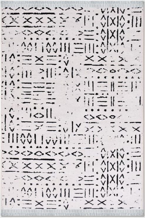 Crea Halı Vena Koleksiyonu 8018S Dokuma Kaymaz Tabanlı Modern Halı Koyu Beyaz My Crea Home