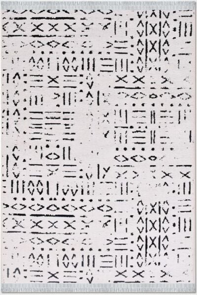 Crea Halı Vena Koleksiyonu 8018S Dokuma Kaymaz Tabanlı Modern Halı Koyu Beyaz My Crea Home