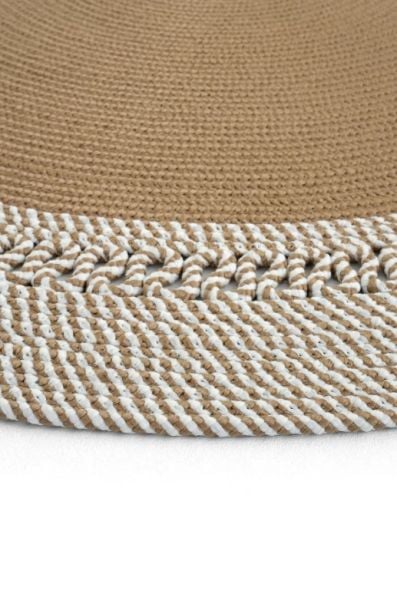 Milda 122 Kahverengi Jüt Hasırlı El Örgüsü Çift Taraflı Kilim Oval Jüt Halı