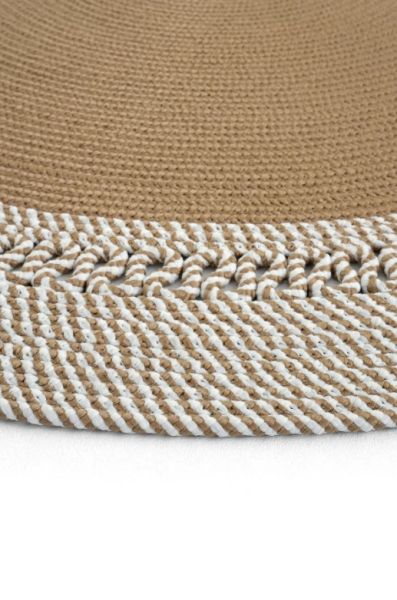 Milda 122 Kahverengi Jüt Hasırlı El Örgüsü Çift Taraflı Kilim Oval Jüt Halı