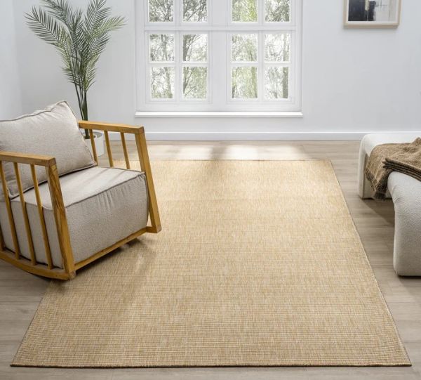 Seyran Halı Bombay 663 Bej Hasır Dokulu Modern Dokuma Taban Hav Toz Vermez Halı