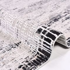 Crea Halı Stone Koleksiyonu 17104 Modern Makine Halısı Gri Siyah My Crea Home 80x150