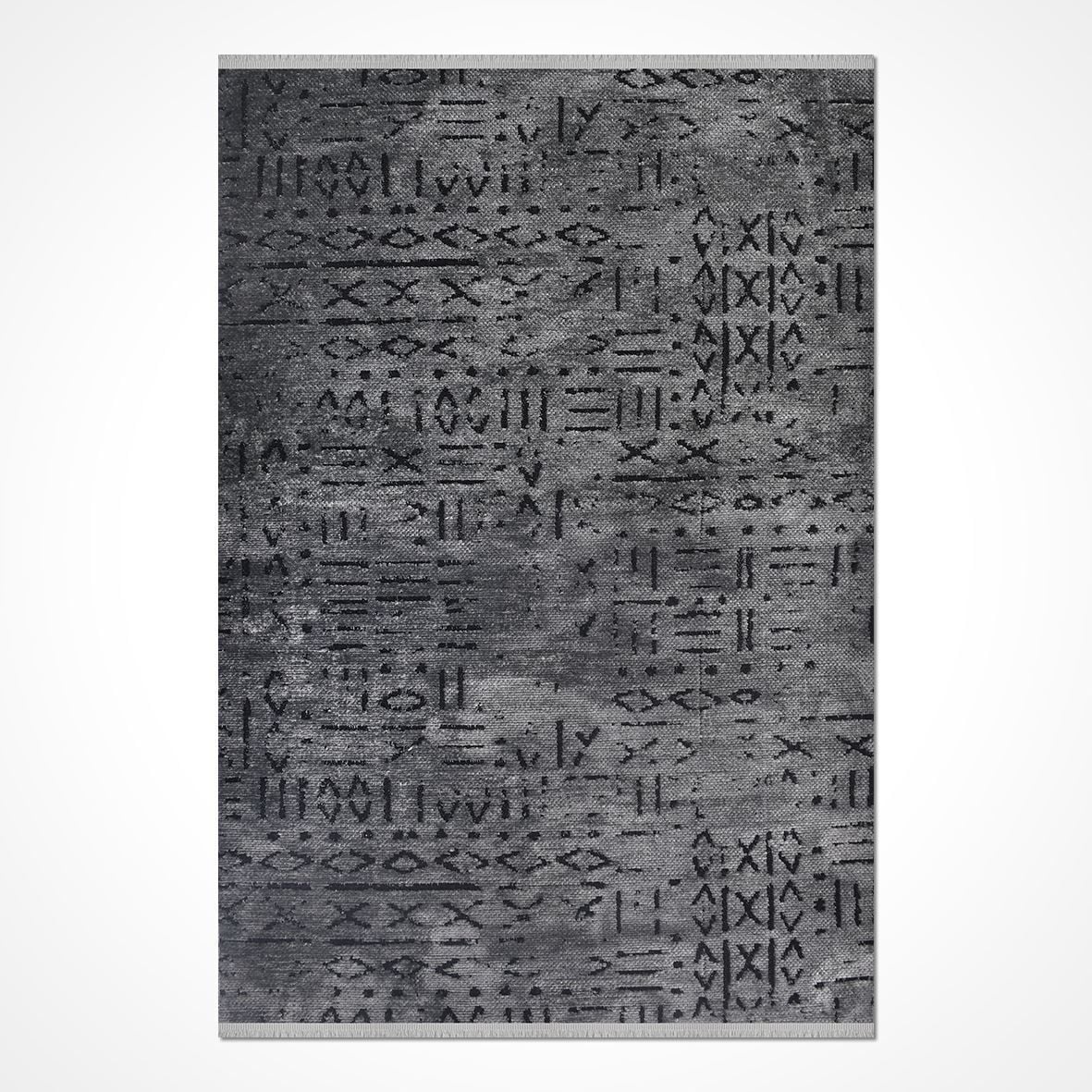 Crea Halı Vena Koleksiyonu 8018S Dokuma Kaymaz Tabanlı Modern Halı Koyu Beyaz My Crea Home 100x300