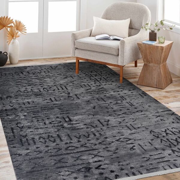 Crea Halı Vena Koleksiyonu 8018S Dokuma Kaymaz Tabanlı Modern Halı Koyu Beyaz My Crea Home 200x290