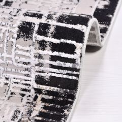 Crea Halı Stone Koleksiyonu 17104 Modern Makine Halısı Gri Siyah My Crea Home 100x300