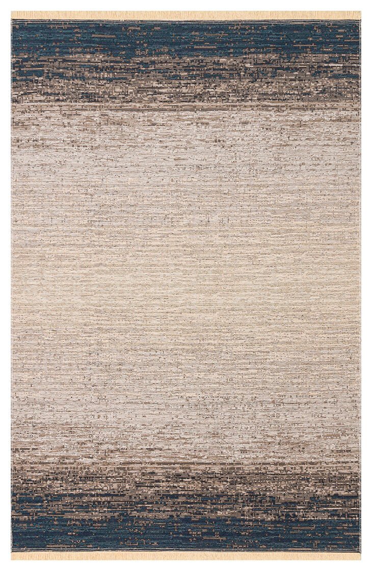 Eko Halı Kutnu KTN 01 Marine Beige Ombre Renk Geçişli Yıkanabilir Pamuk Dokuma Çift Taraflı Kilim