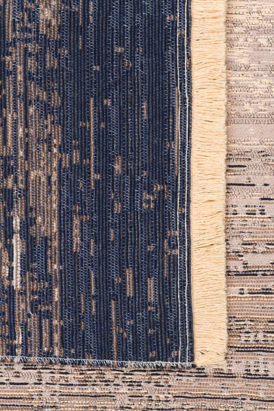 Eko Halı Kutnu KTN 01 Marine Beige Ombre Renk Geçişli Yıkanabilir Pamuk Dokuma Çift Taraflı Kilim