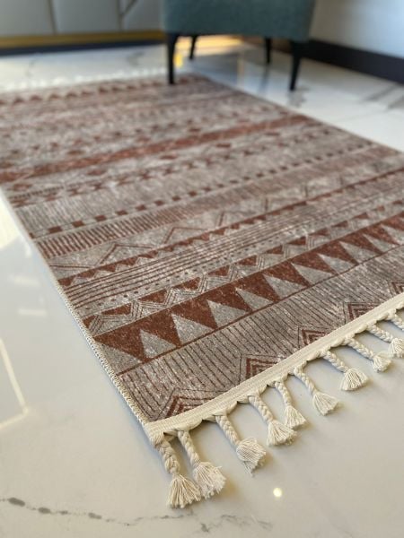 Halımax Dara Kaymaz Tabanlı Örgü Saçaklı Multi Modern Halı 199