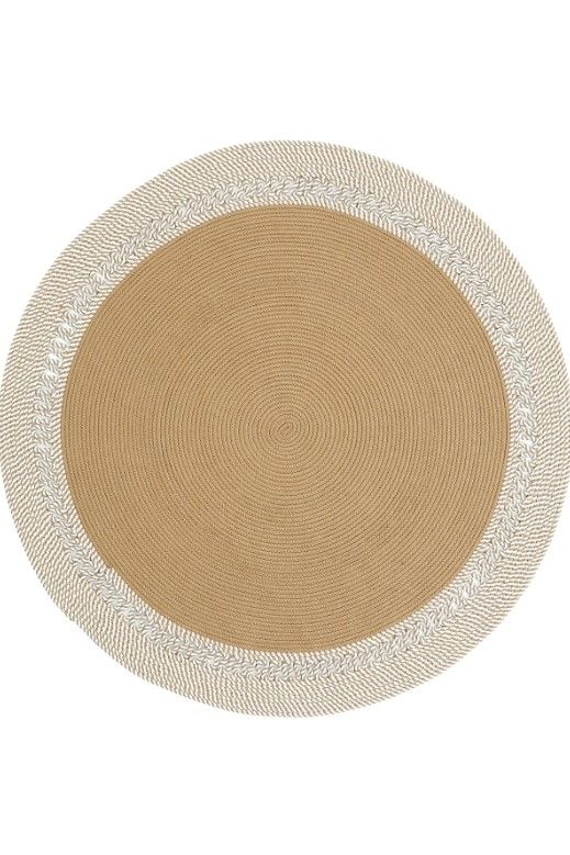 Milda 122 Kahverengi Jüt Hasırlı El Örgüsü Çift Taraflı Kilim Yuvarlak Jüt Halı