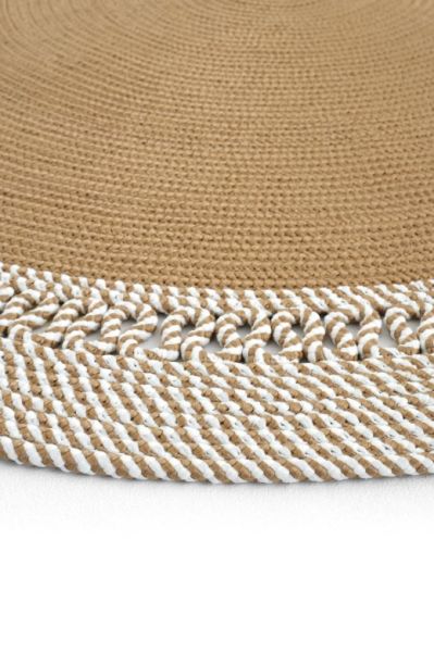 Milda 122 Kahverengi Jüt Hasırlı El Örgüsü Çift Taraflı Kilim Yuvarlak Jüt Halı