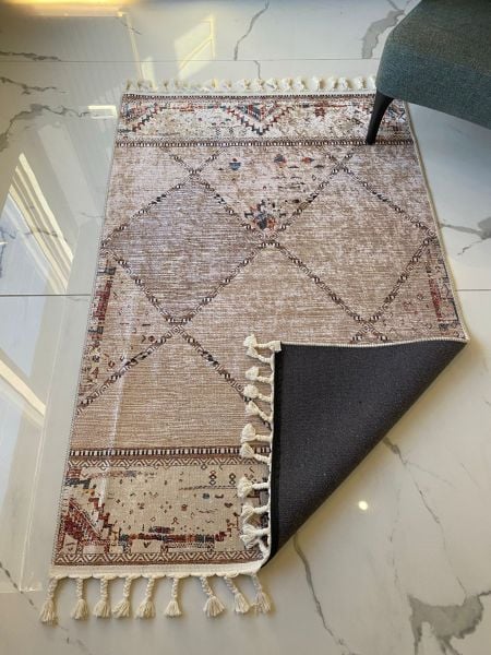 Halımax Dara Kaymaz Tabanlı Örgü Saçaklı Multi Modern Halı 205