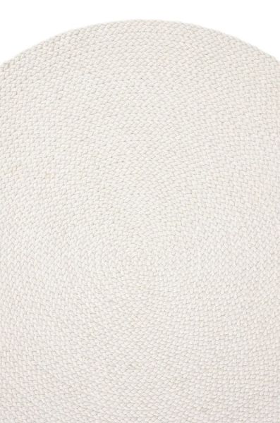 Lunox Beyaz Hasır Örgü Çift Taraflı Dokuma Yolluk Jüt Kilim Yuvarlak Banyo Paspası